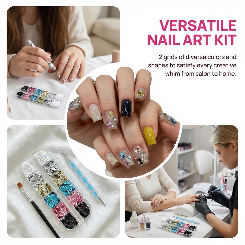 Tech Accessories Box - Round Mini Pearl Sequins Shiny Glitter