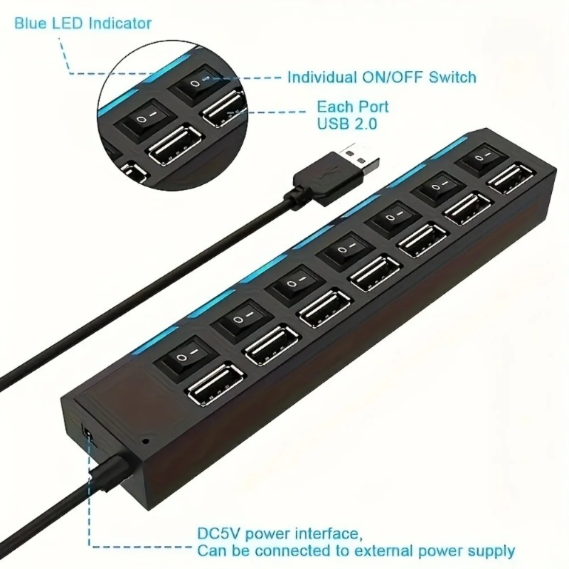 USB 2.0 Hub 4/7 Port Splitter  - Usb Hub 7 Port ulasan dan harga