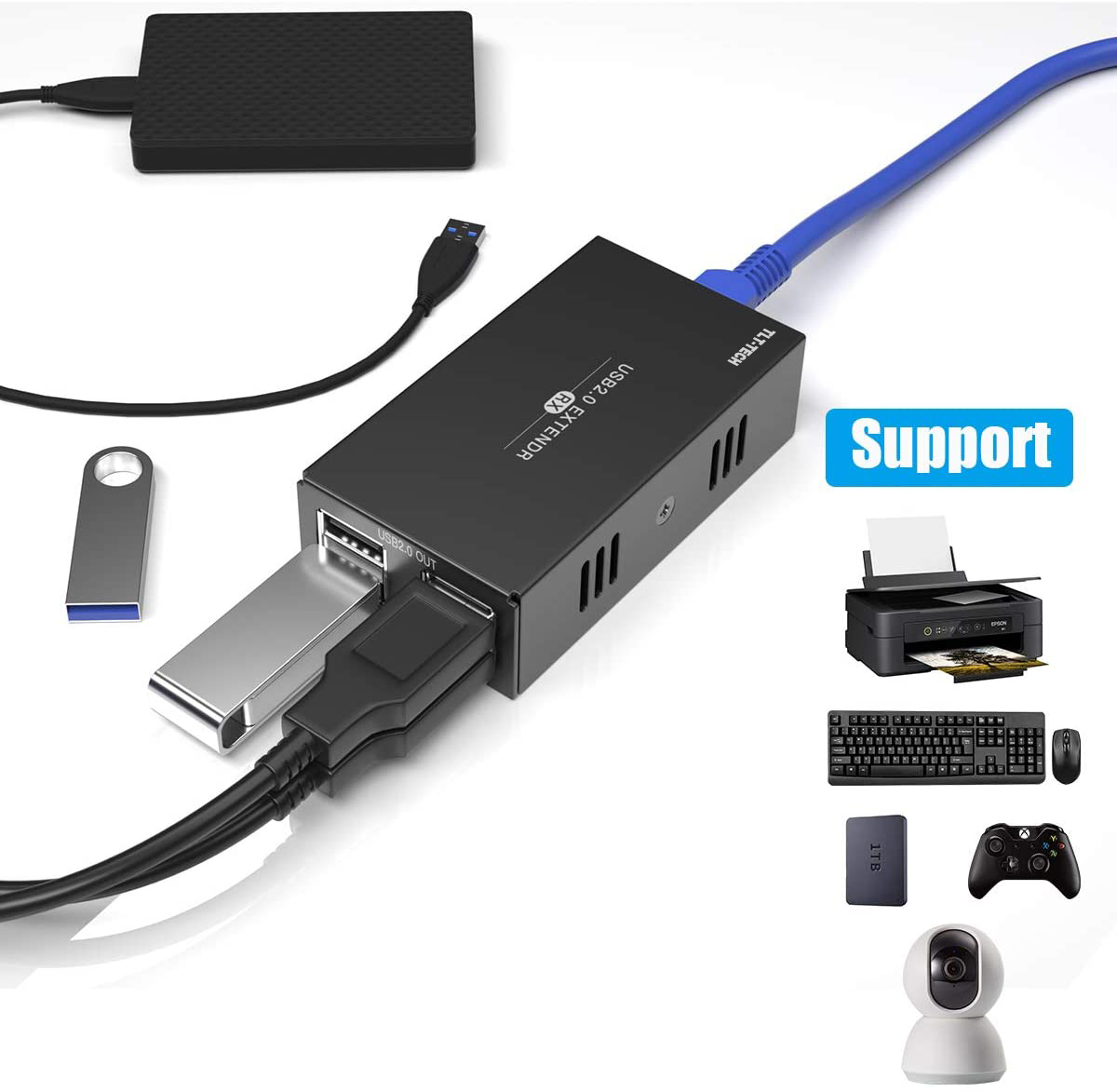 USB 2.0 Extender with 4 Port U - Usb Hub 7 Port ulasan dan harga