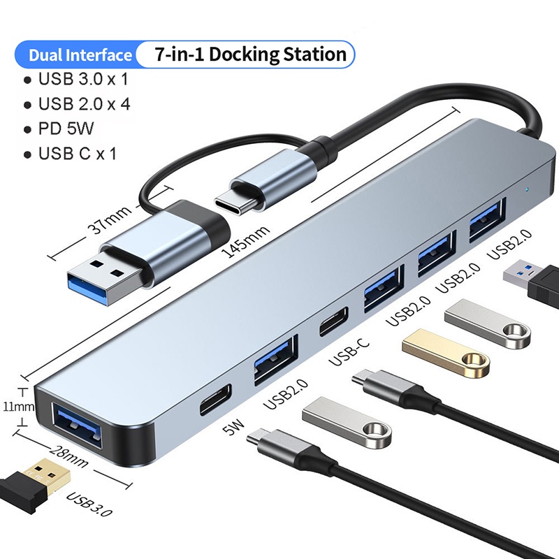 7 In 1 USB C Extender Adapter  - Usb Hub 7 Port ulasan dan harga