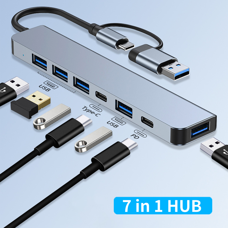 7 Port USB A Type C Hub Concen - Usb Hub 7 Port ulasan dan harga