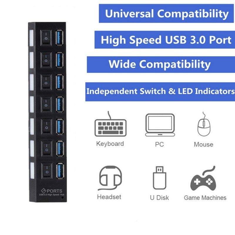 GRWIBEOU USB 3.0 Hub USB Hub 3 - Usb Hub 7 Port ulasan dan harga