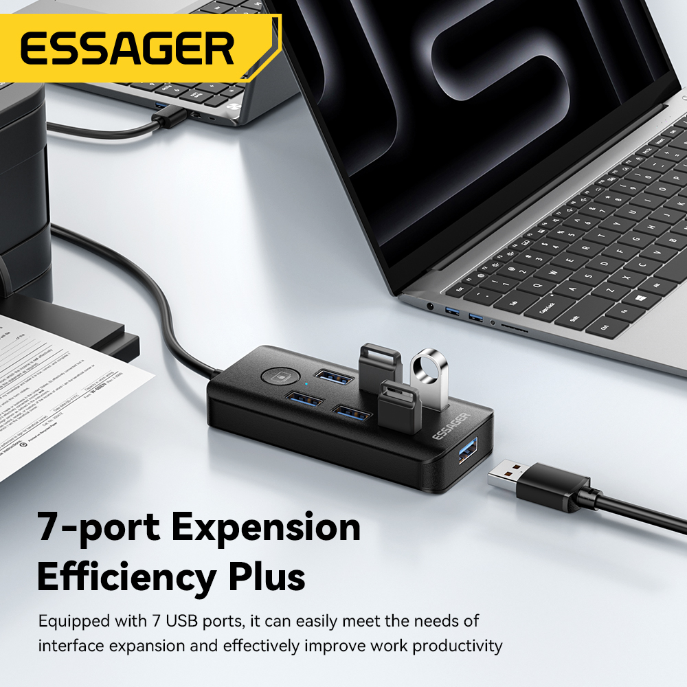Essager 7-in-1 USB 3.0 Hub Mul - Usb Hub 7 Port ulasan dan harga