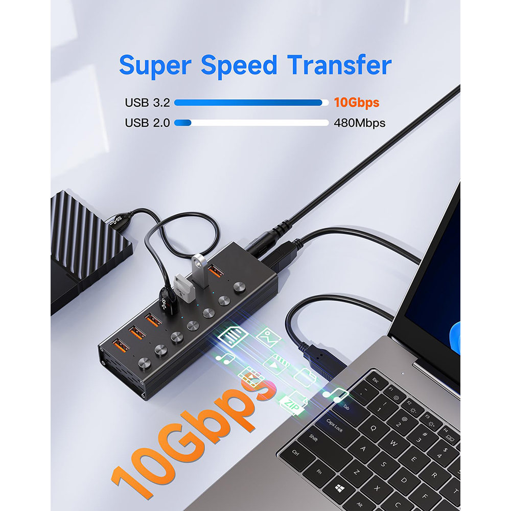 Forida USB 3.2 10Gbps USB HUB  - Usb Hub 7 Port ulasan dan harga