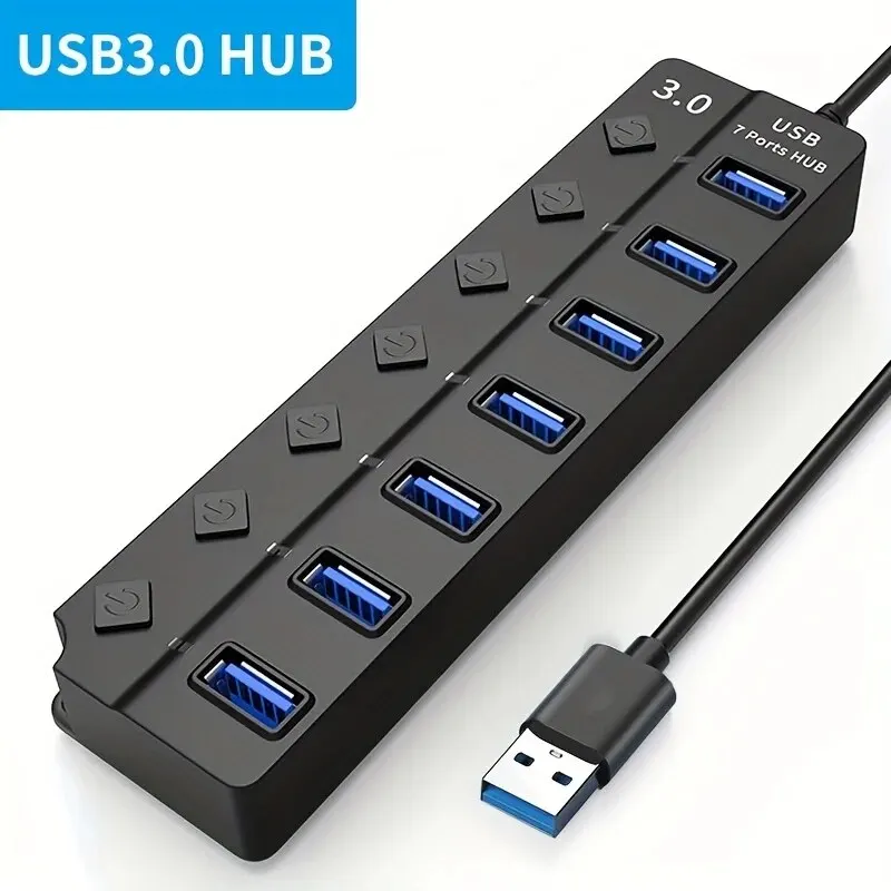 4/7-Port USB 3.0 Hub with LED  - Usb Hub 7 Port ulasan dan harga