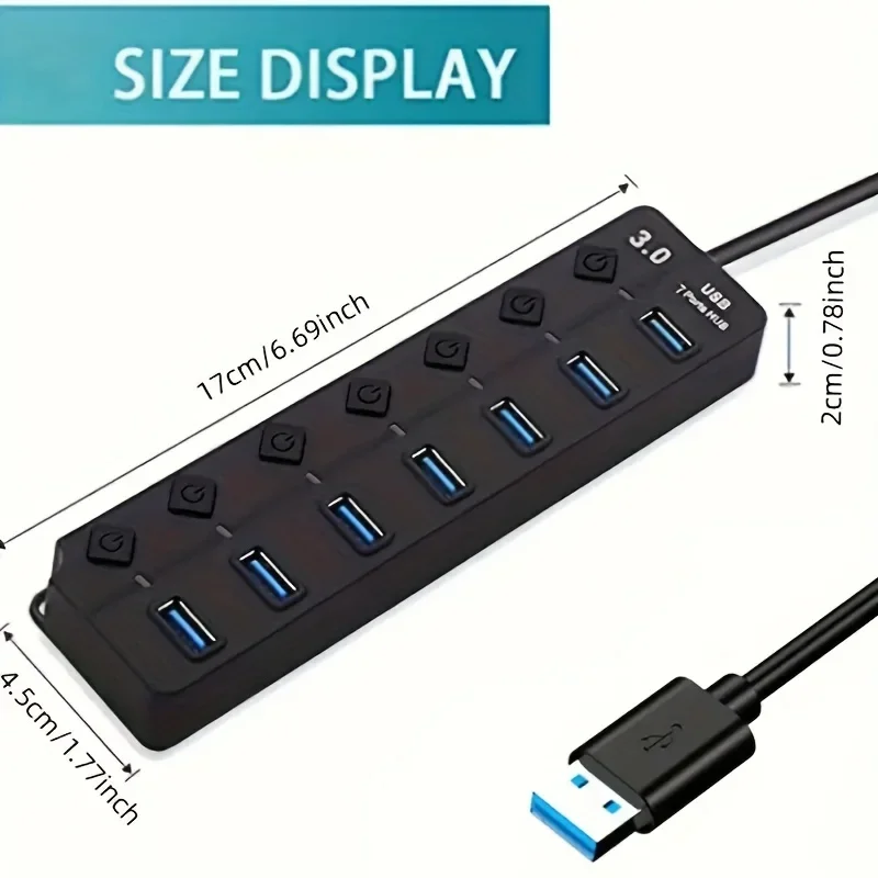 4/7-Port USB 3.0 Hub with LED  - Usb Hub 7 Port ulasan dan harga