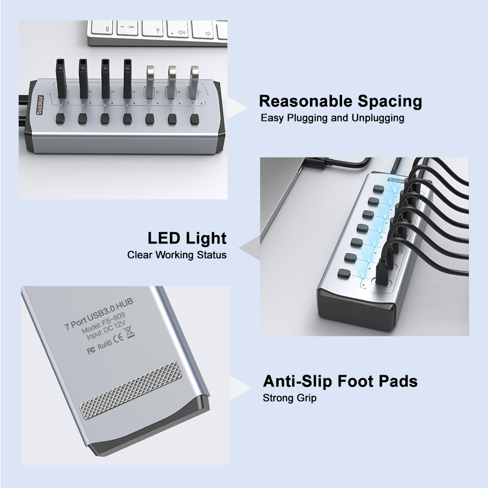 Sipolar USB Hub with BC1.2     - Usb Hub 7 Port ulasan dan harga