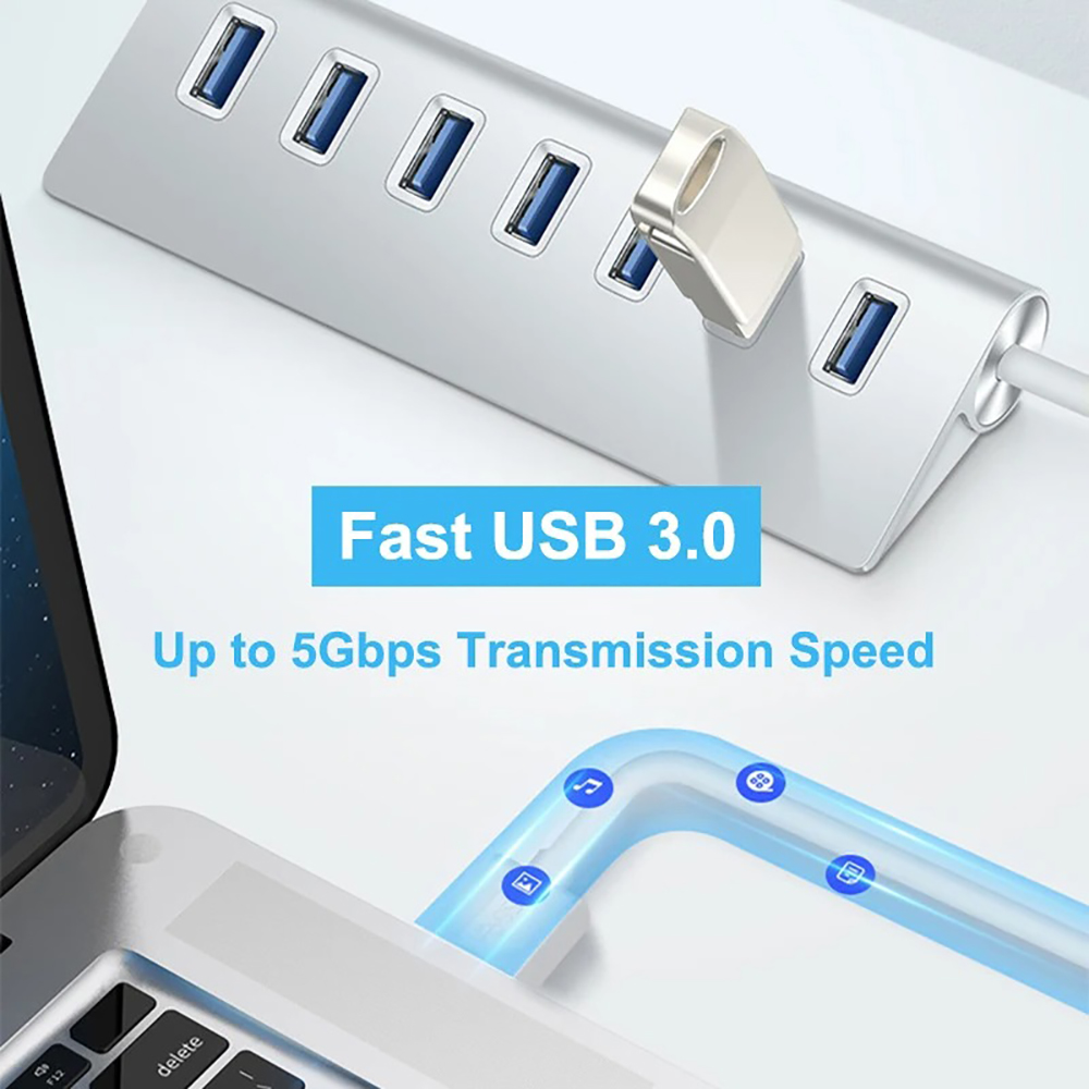 Aluminum Alloy USB 3.0 HUB 7 P - Usb Hub 7 Port ulasan dan harga