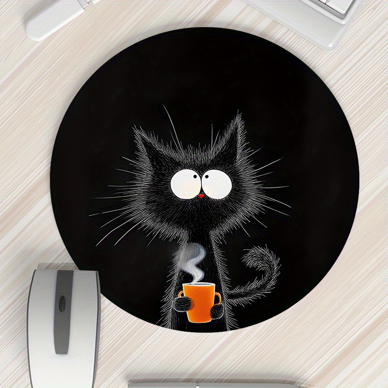 Black Cat Round Mouse Pad Dura - Tech Table Accessories ulasan dan harga