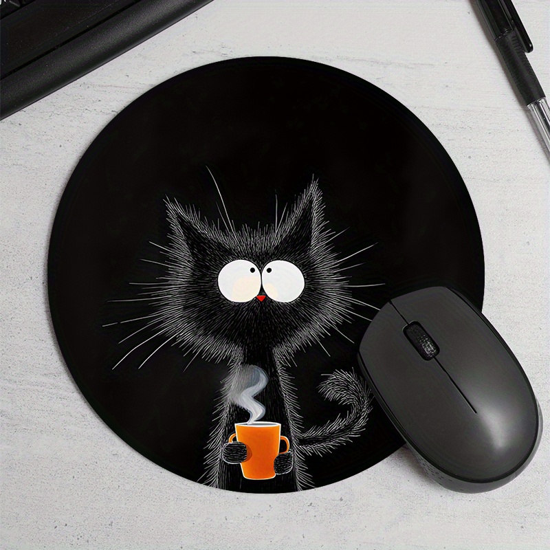 Black Cat Round Mouse Pad Dura - Tech Table Accessories ulasan dan harga