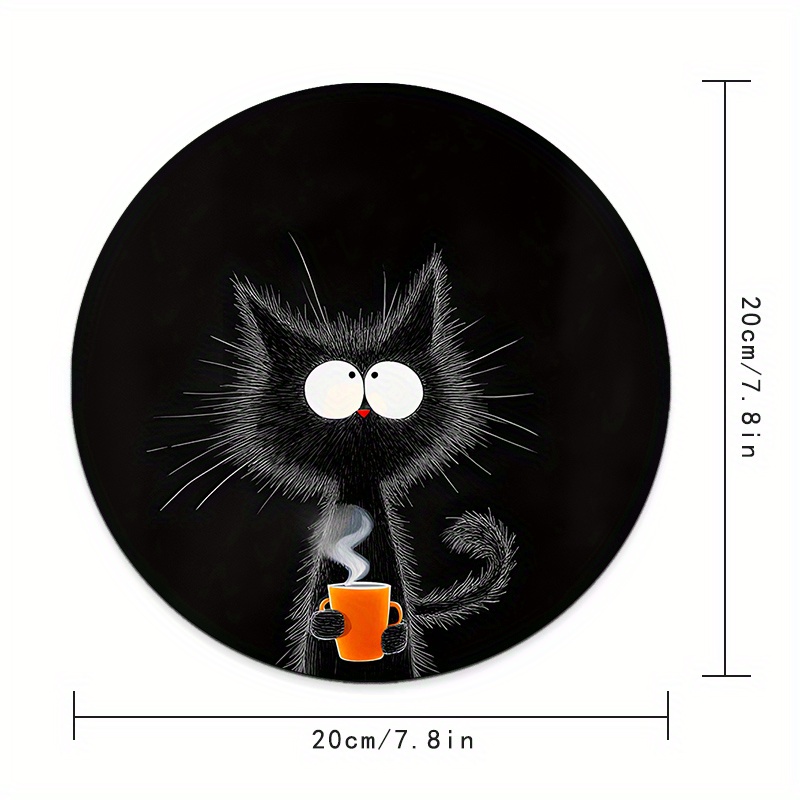Black Cat Round Mouse Pad Dura - Tech Table Accessories ulasan dan harga